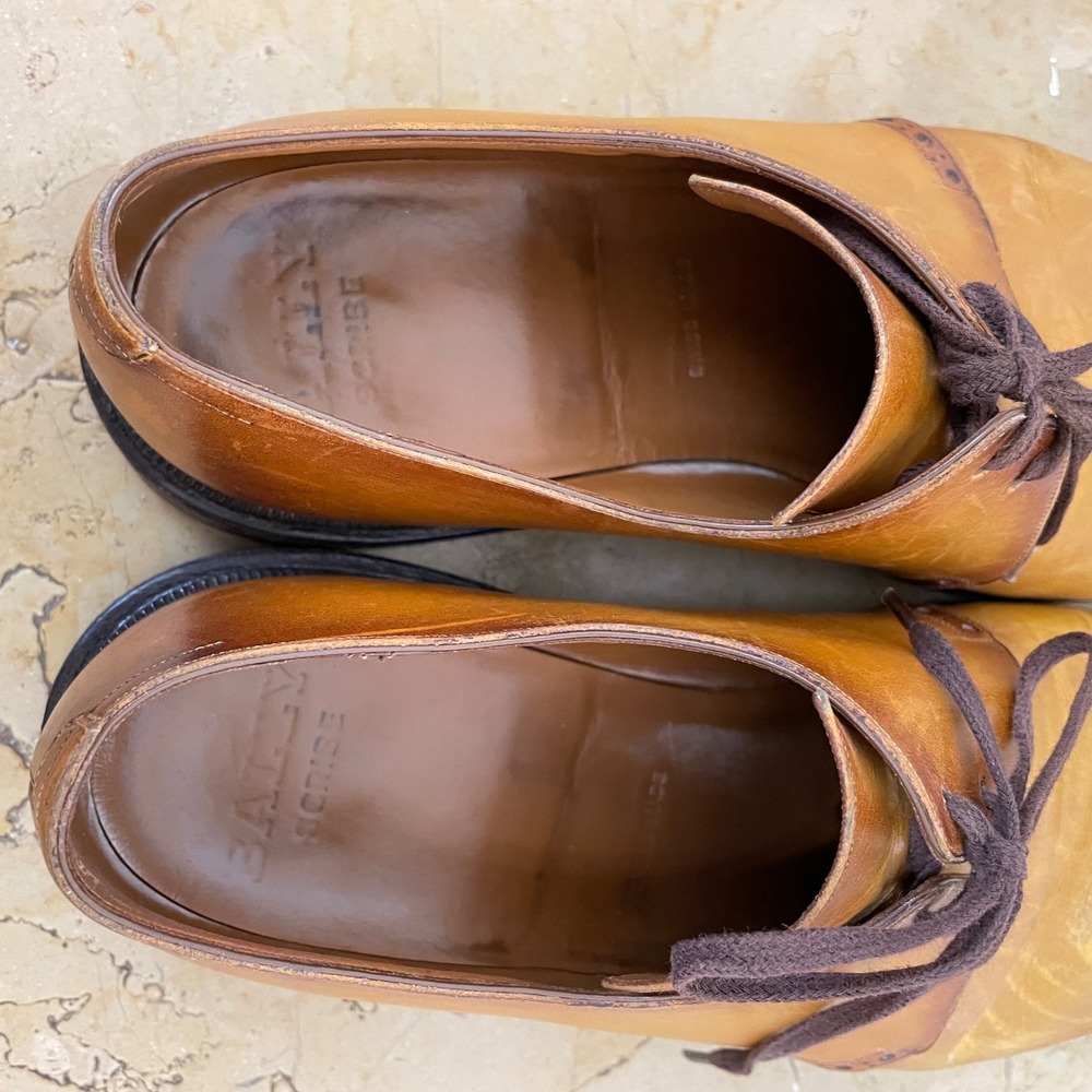 Vintage Bally Mens Dress Shoes Sz 7.5 Goodyear Switzerland Derby Leather Lace Up - Picture 4 of 12